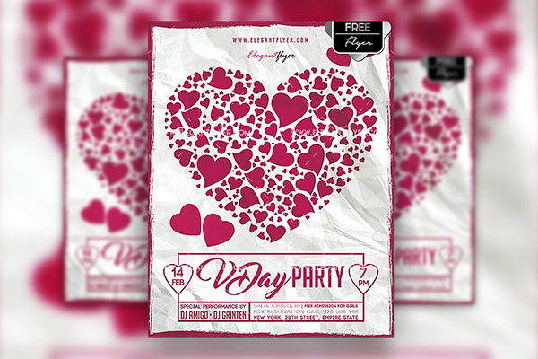 Border Illustrated Valentine S Day Flyer And Facebook Cover Template