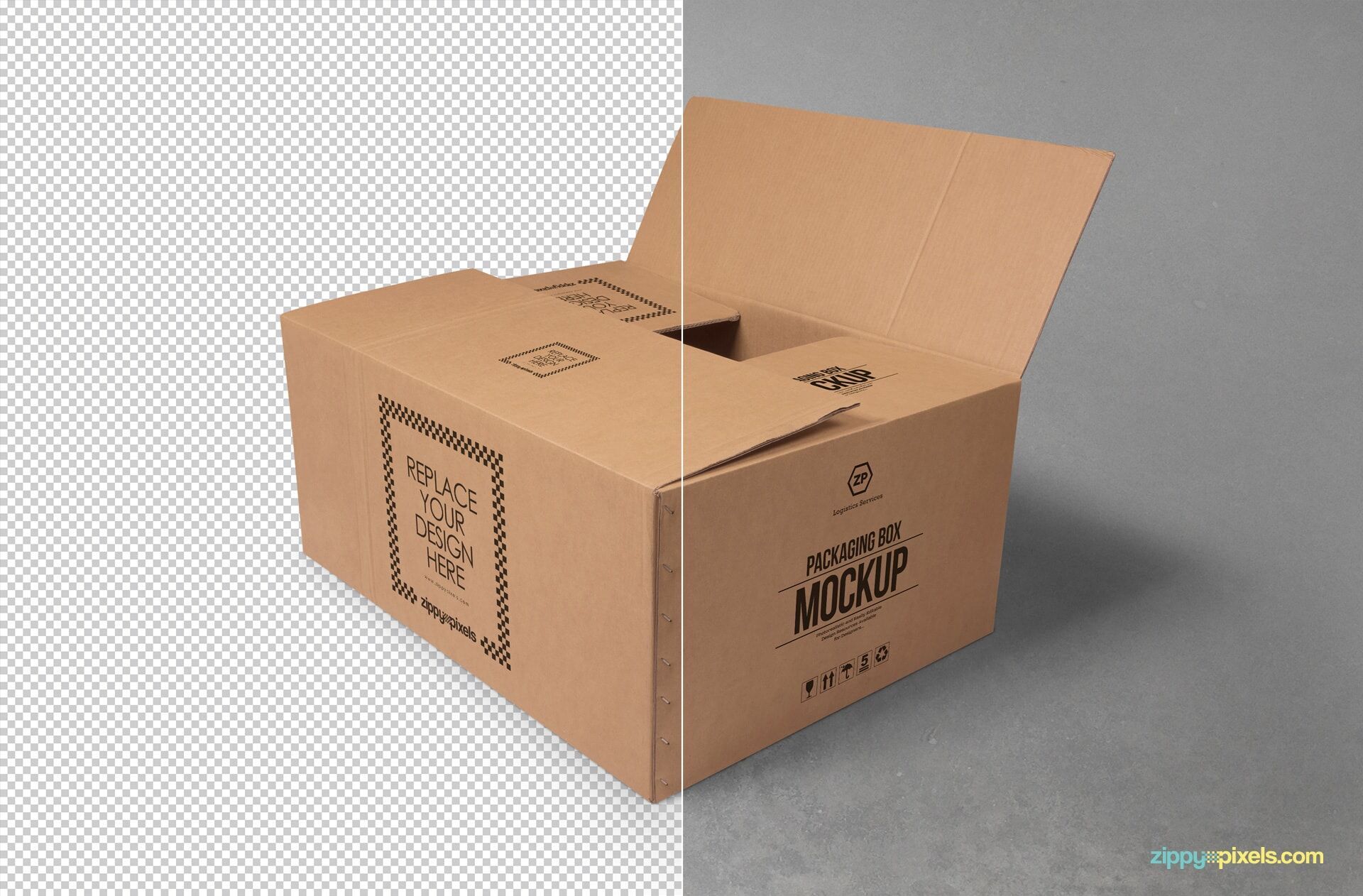 Cardboard Box Mockup For Packaging FREE PSD