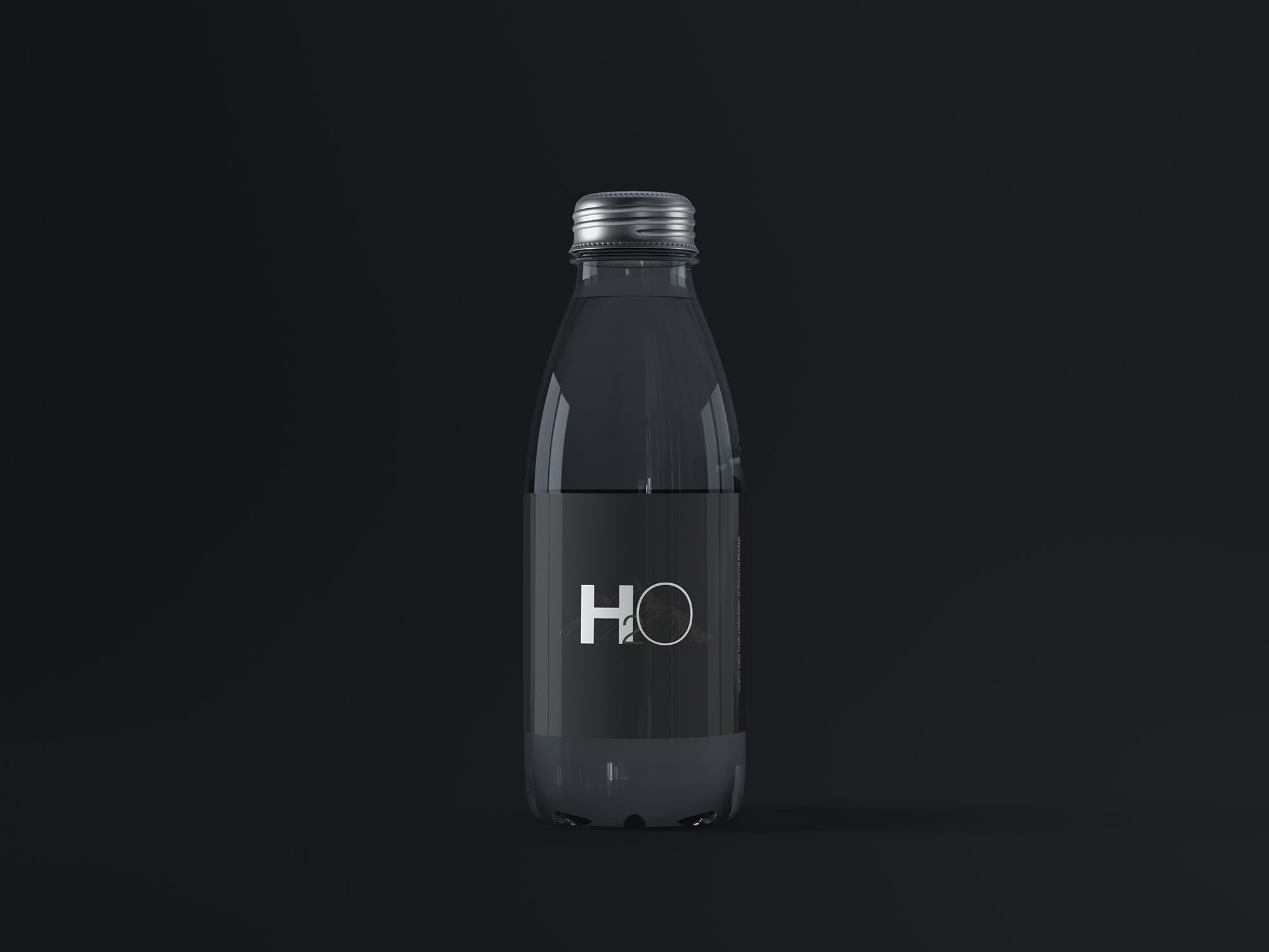 Mini Glass Water Bottle Placed on a Solid Floor FREE PSD