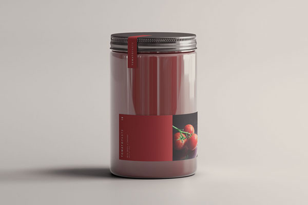 Mockup Featuring a Tomato Jar Placed on a Solid surfac FREE PSD