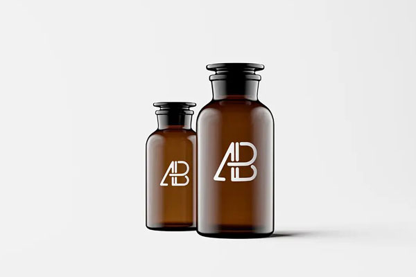 Mockup Featuring Two Amber Glasses Jars FREE PSD