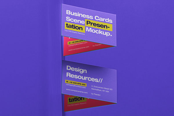 Mockup Featuring Two Horizontal Business Cards Placed on each other FREE PSD