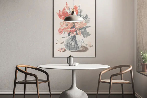 Modern Poster Mockup with Furniture and a Lamp Around FREE PSD