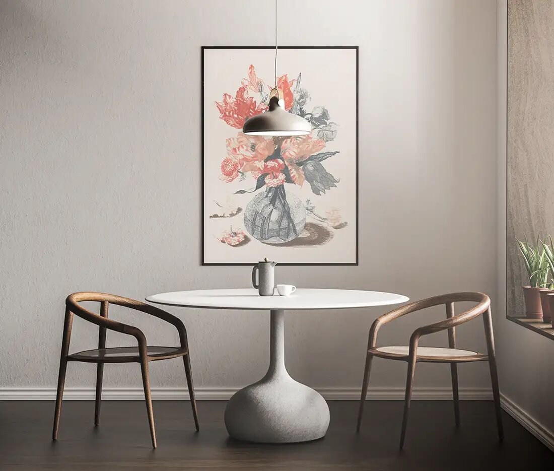 Modern Poster Mockup with Furniture and a Lamp Around FREE PSD