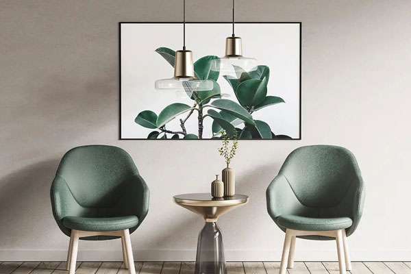 Modern Poster Mockup With Side Table And Chairs FREE PSD