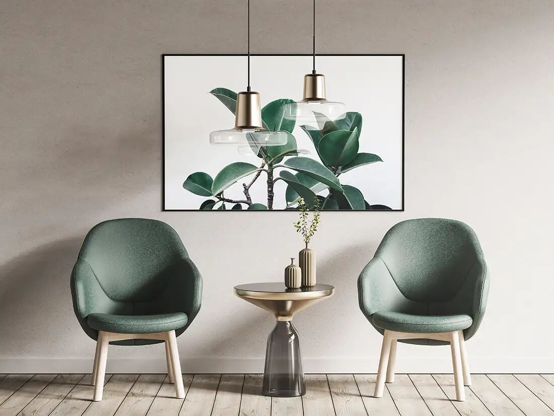 Modern Poster Mockup With Side Table And Chairs FREE PSD