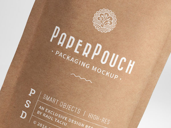 Paper Pouch Mockup to Showcase Packaging and Label Design FREE PSD