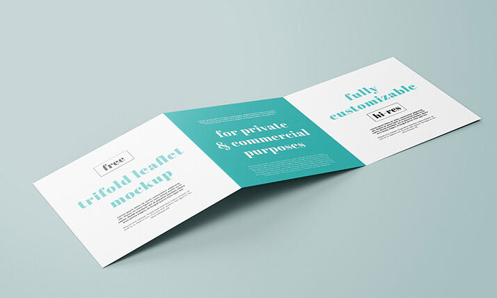 Prespective View Trifold Square Leaflet Mockup FREE PSD