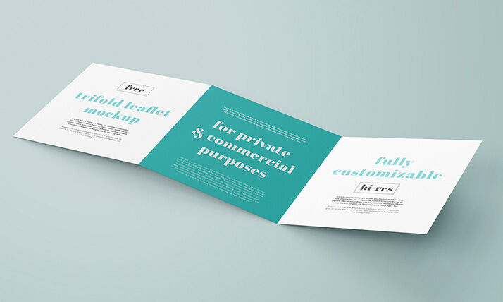 Prespective View Trifold Square Leaflet Mockup FREE PSD