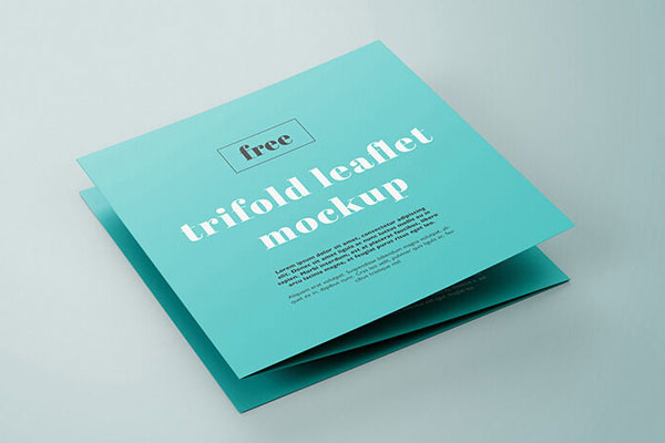 Prespective View Trifold Square Leaflet Mockup FREE PSD