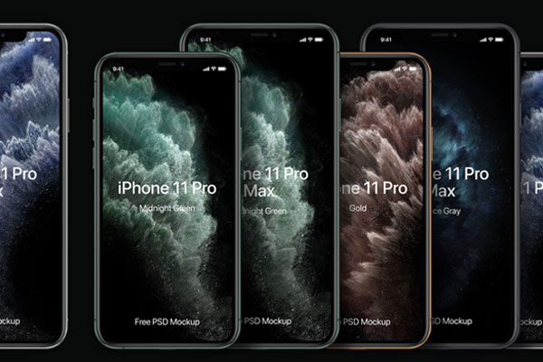 Set of Modern Iphone Pro Mockup With Different Colors FREE PSD
