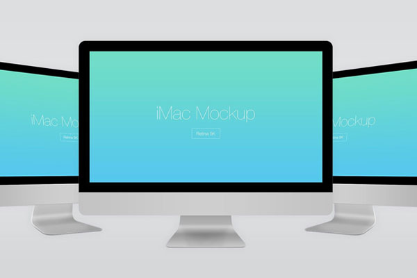 Silver iMac with a 5K Retina Display PSD Mockup FREE PSD
