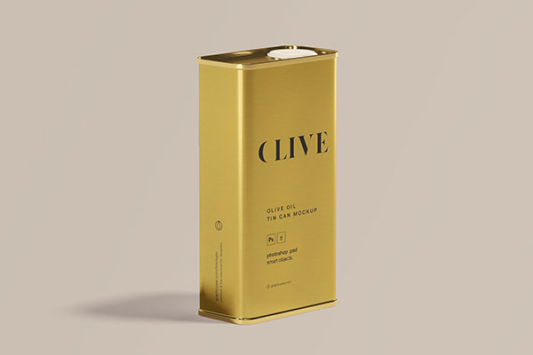 Standing Golden oil Tin Can Mockup FREE PSD