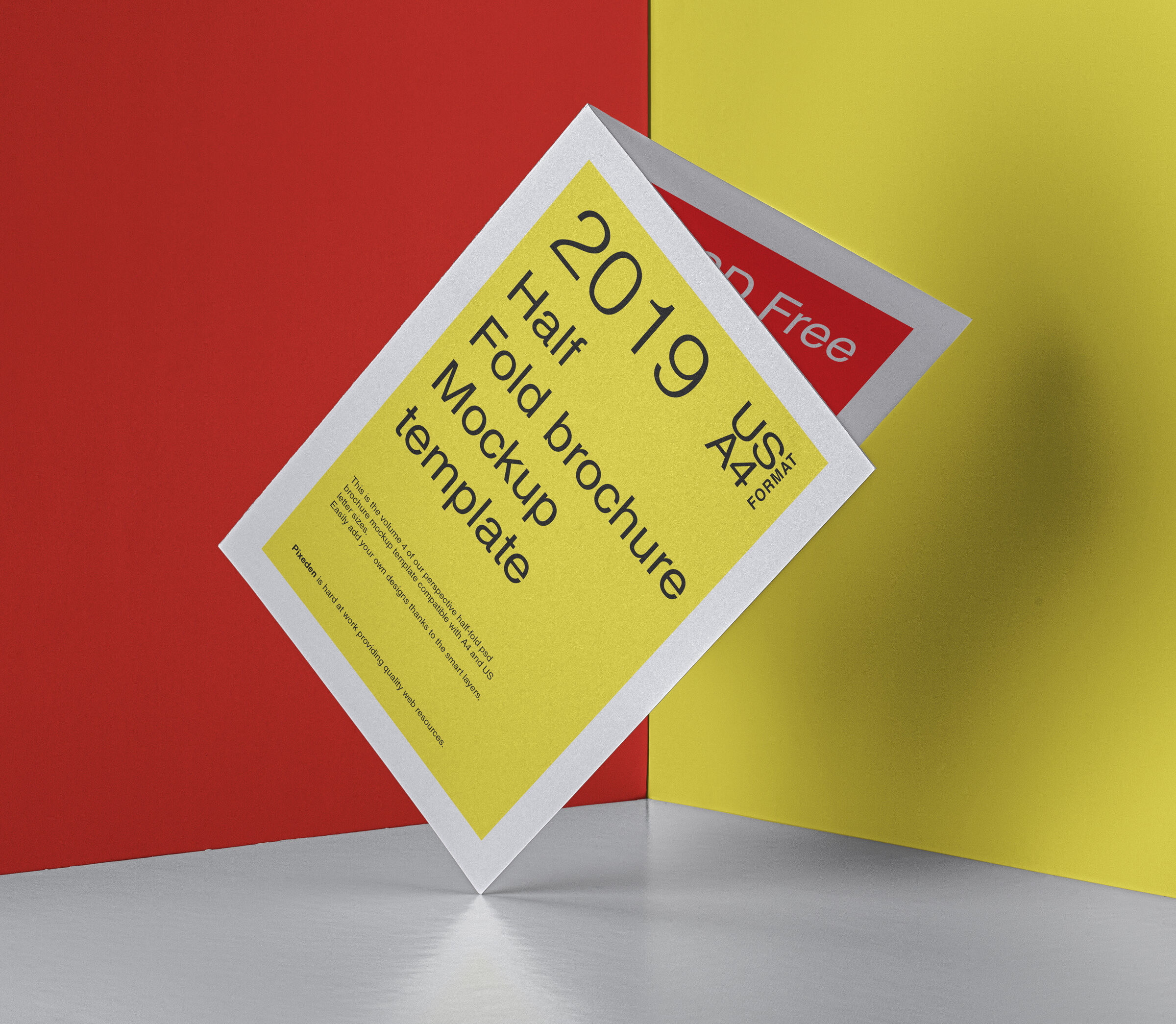 Standing Half Folded Brochure Mockup FREE PSD