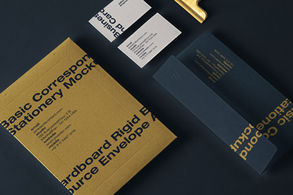 Stationery Scene Displaying Business Cards and Envelopes FREE PSD