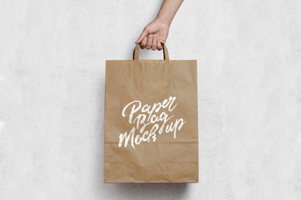 The Mockup of a brown paper bag with handles FREE PSD