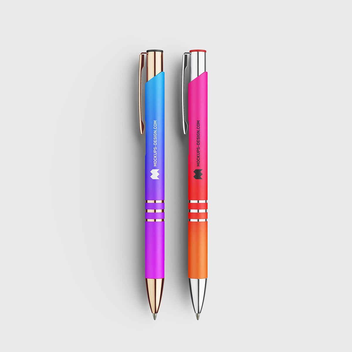 2 Colorful Pen Mockup Next To Each Other FREE PSD
