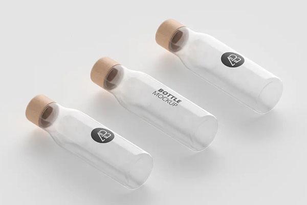 3 Glass Minimal Bottle Mockup FREE PSD