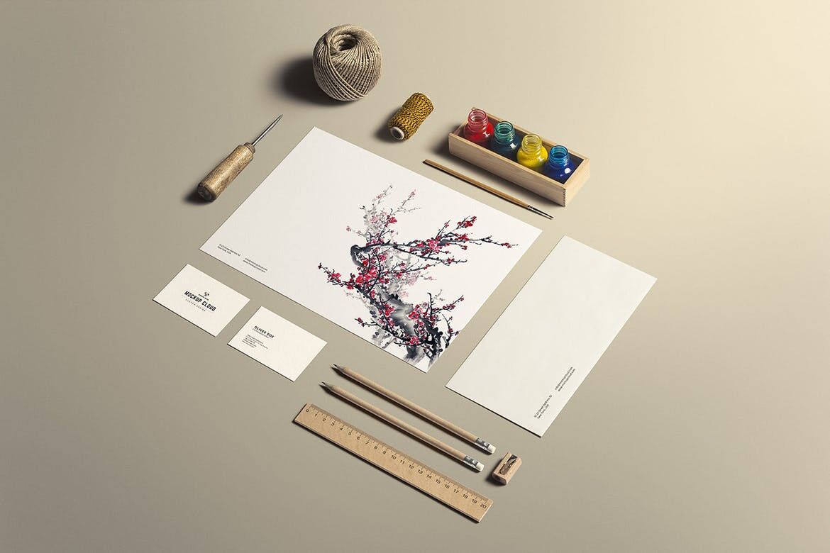 Art And Craft Stationery Branding Mockup FREE PSD