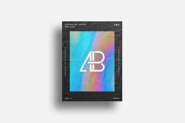 Black Crumpled Branding Paper Mockup FREE PSD