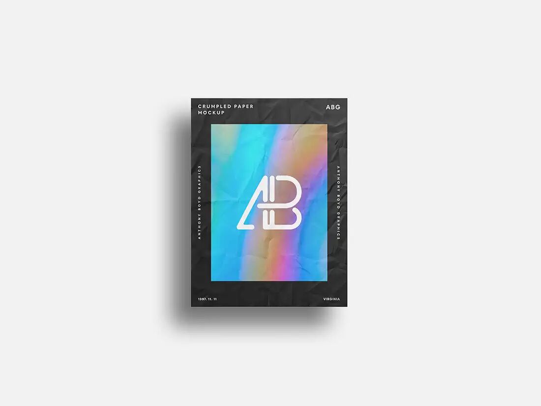 Black Crumpled Branding Paper Mockup FREE PSD