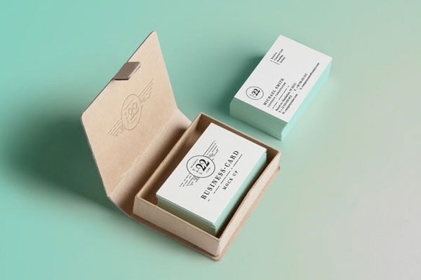 Business Card Mockup With A Cardboard FREE PSD