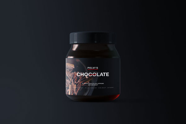 Chocolate Jar Mockup on a Solid Background FREE PSD