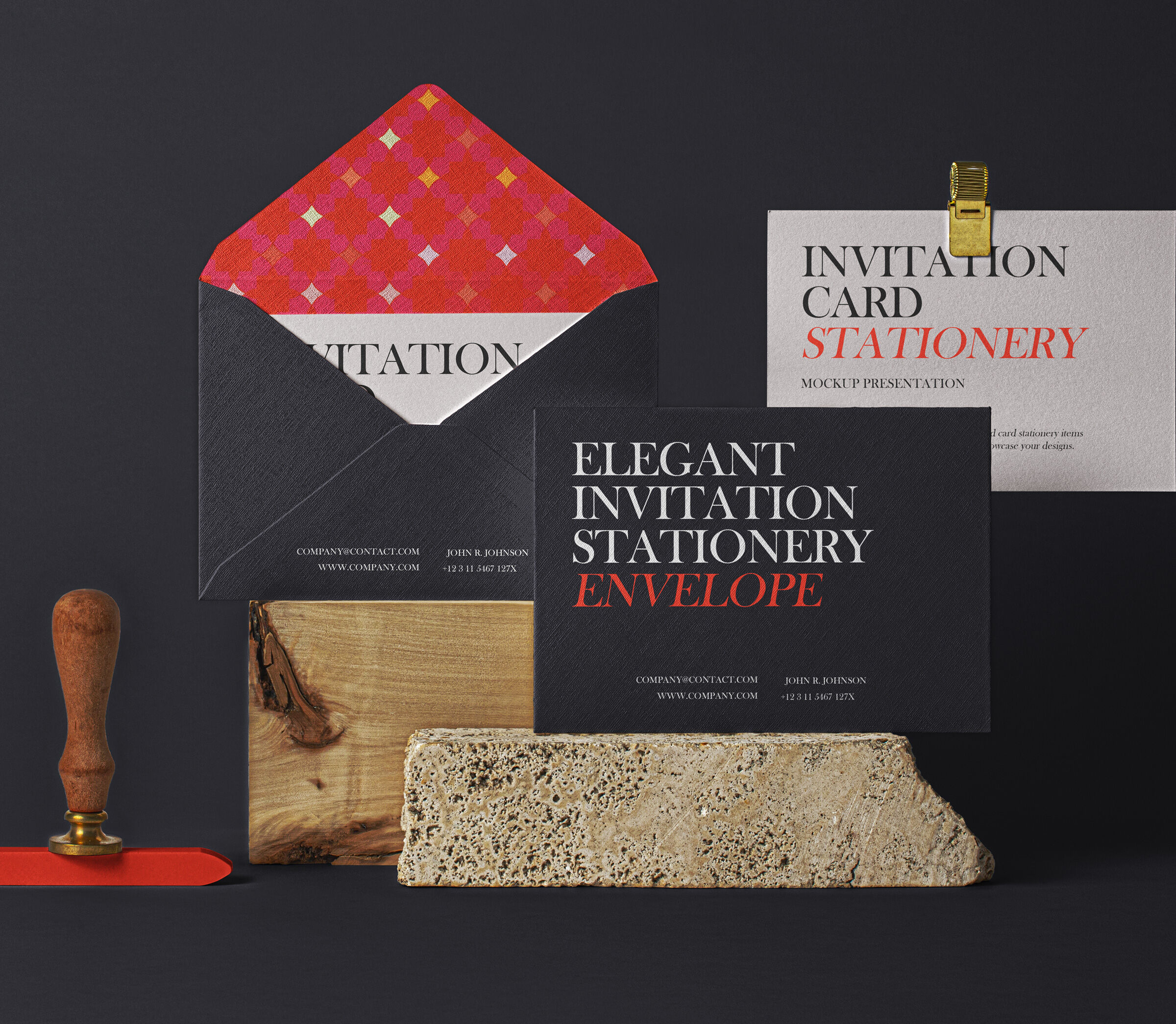 Classy Invitation Stationary Mockup Set FREE PSD