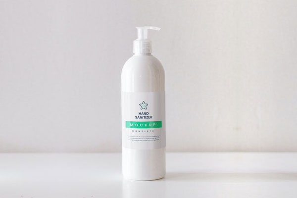 Clean Mockup of a Pump Top Hand Sanitizer Bottle FREE PSD