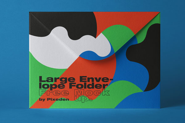 Colorful Psd Envelope Mockup On Blue Background FREE PSD
