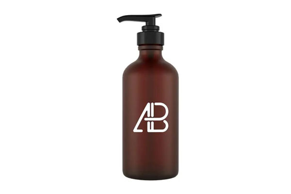 Cosmetic Pump Bottle Mockup In Brown FREE PSD