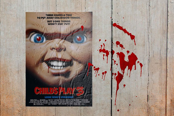 Crumpled Horror Movie Poster Mockup on the Wall FREE PSD