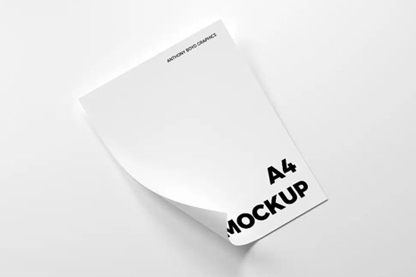 Curly A4 Paper Mockup FREE PSD