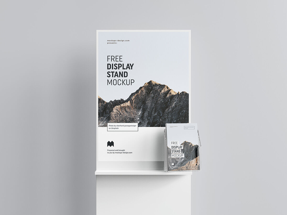 Display Stand Mockup In Front The Wall FREE PSD