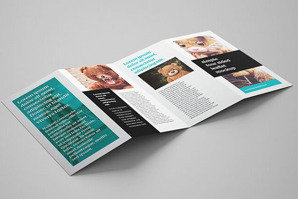 Five Shots of Four-Panel Leaflets Mockup FREE PSD