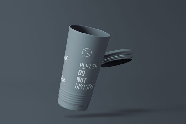 Floating Tumbler Cup and the Lid Behind it Mockup FREE PSD