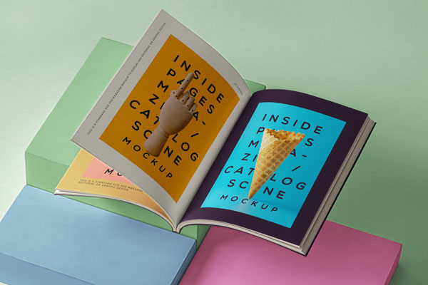 Free Opened Magazine Catalog Mockup FREE PSD