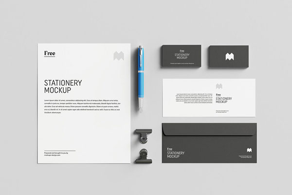 Front and Prespective View of a Minimal Stationary Mockup FREE PSD