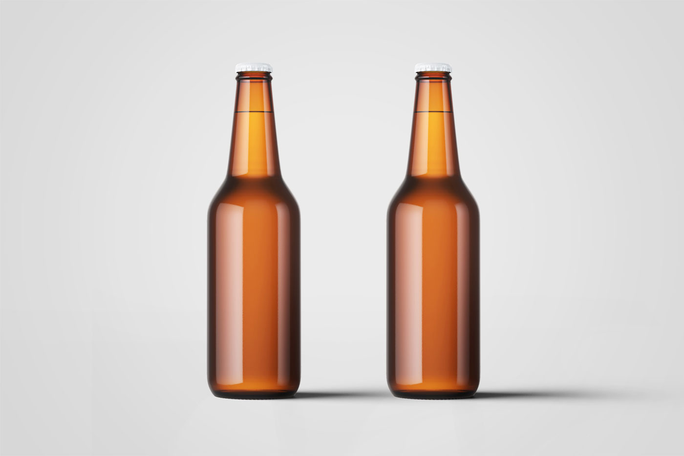 Front View Mockup of Two Beer Bottles FREE PSD