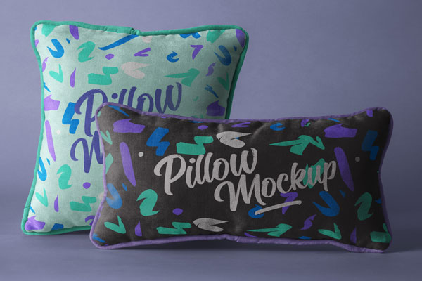 Front View of Two Rectangular and Square Throw Pillows Mockup FREE PSD