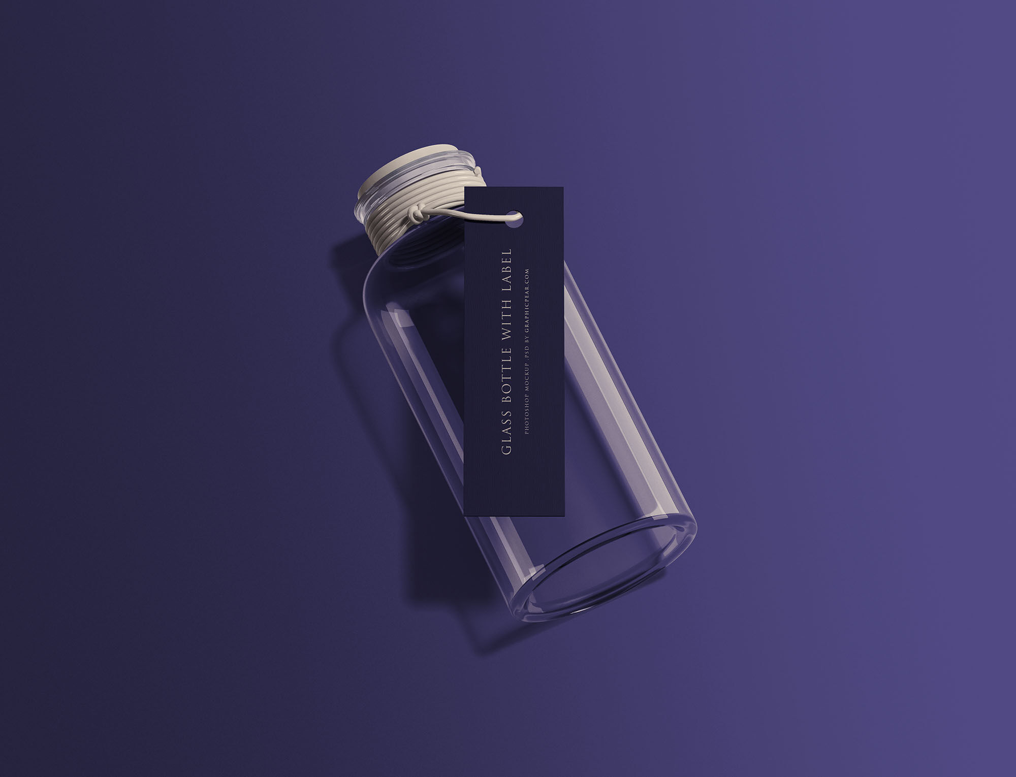Glass Bottle Mockup Along With Hanging Tag FREE PSD