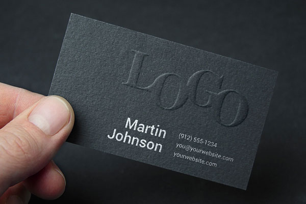 Hand held Embossed Business Card Mockup FREE PSD