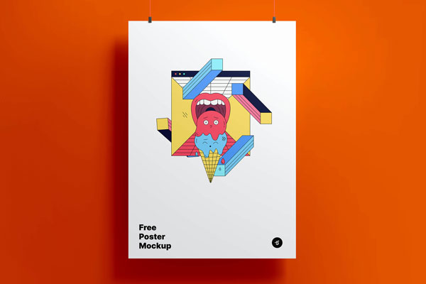 Hanging on a Wall Poster Mockup FREE PSD