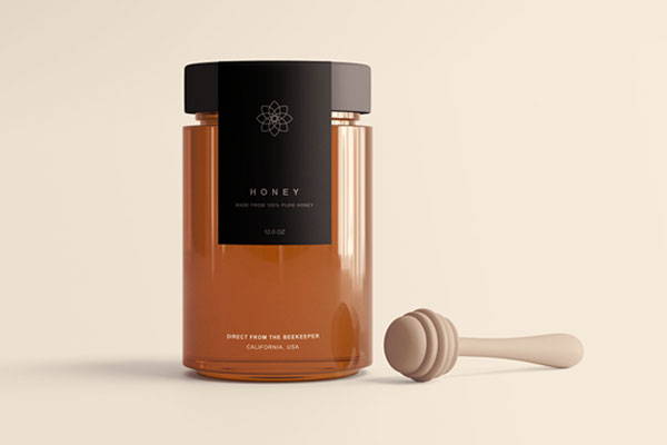 Honey Jar and a Wooden Spoon Mockup FREE PSD