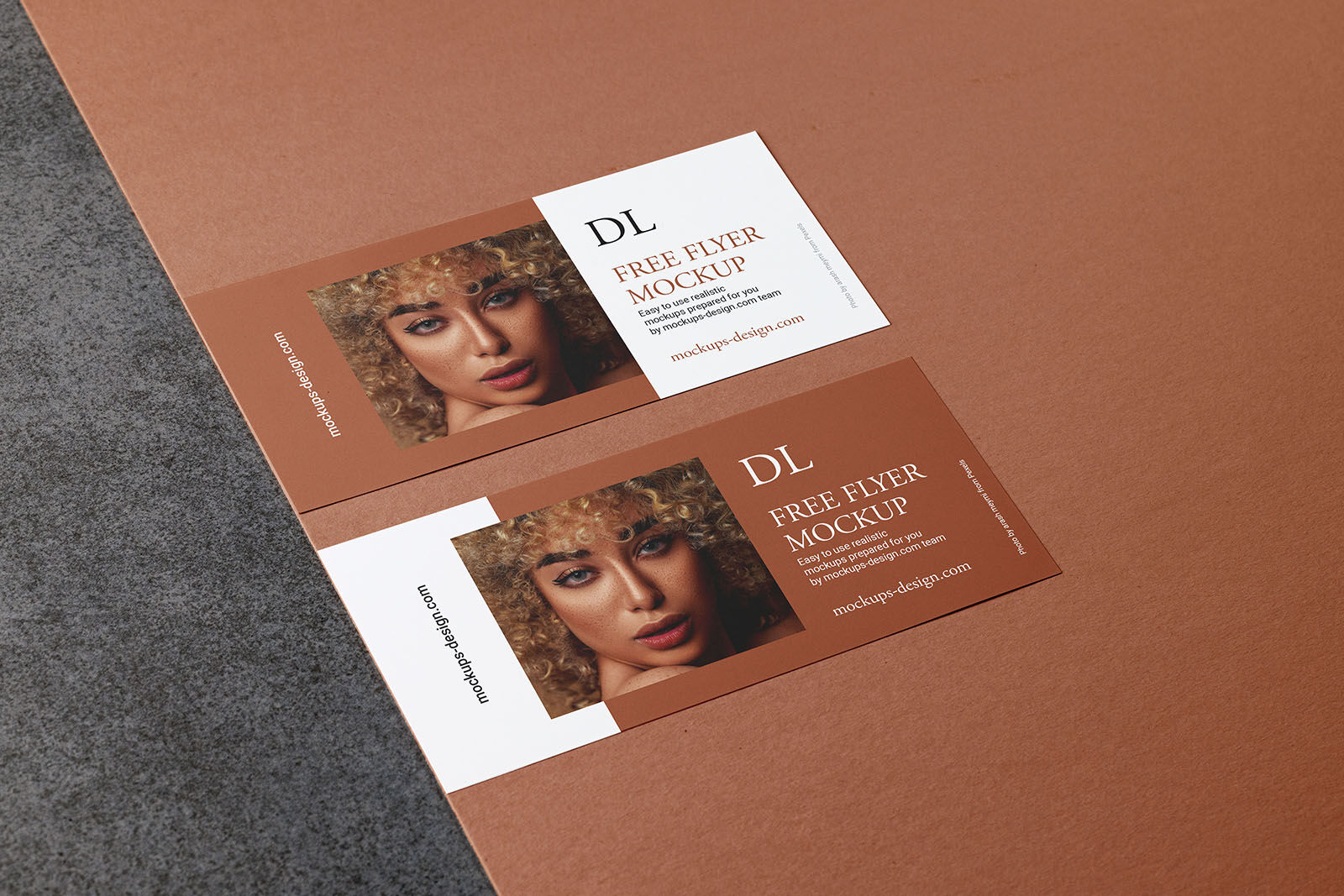 Horizontal DL Flyer Placed on a Customizable, Split Background Mockup FREE PSD