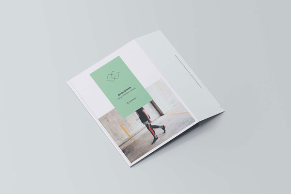 Inner Folded Book Cover Mockup on a Solid Background FREE PSD