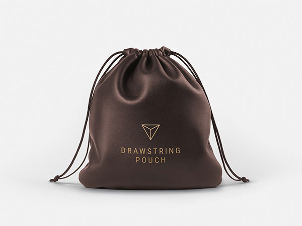 Leather Drawstring Pouch Placed on a White Chair Mockup FREE PSD