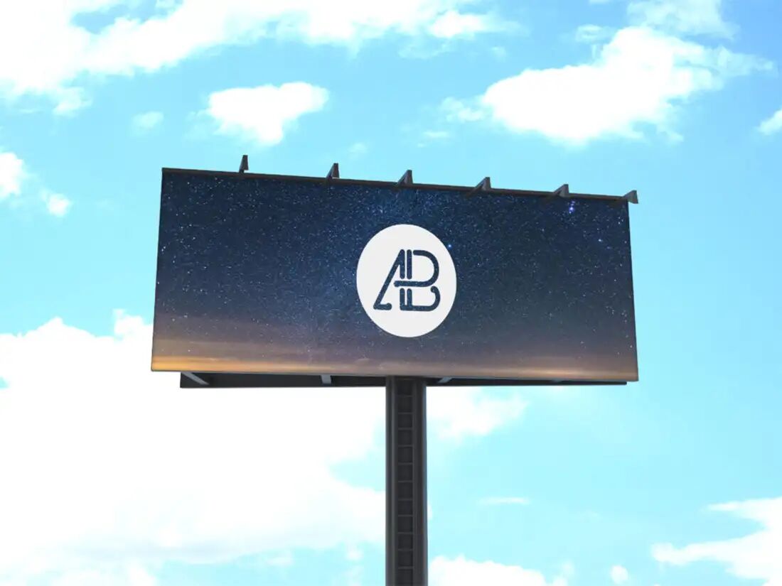Long Billboard, Sky Background Mockup FREE PSD