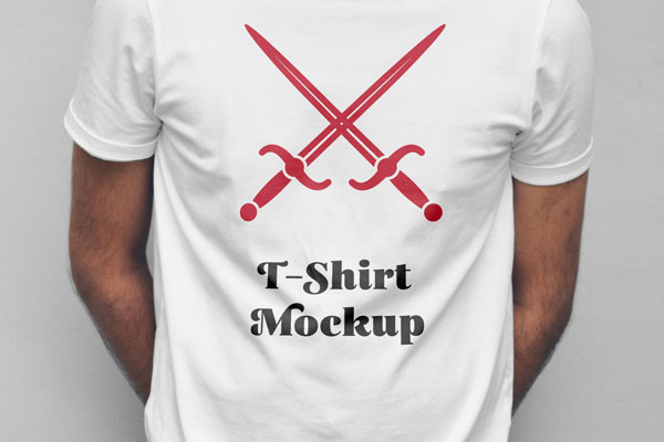 Man's Front View Wearing A White T-Shirt Mockup FREE PSD