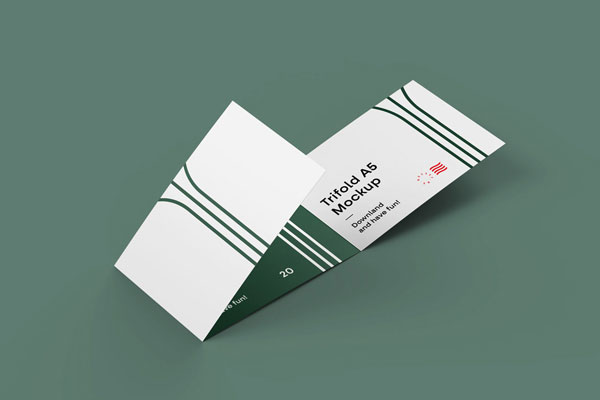 Minimal Mockup Featuring Half Open Tri-fold Landscape Brochure FREE PSD